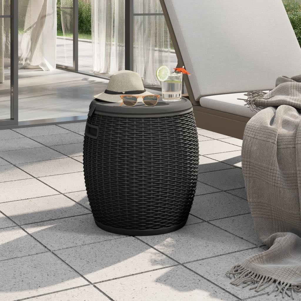 Black Wicker Polypropylene 4-in-1 Patio Deck Box