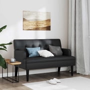 vidaXL 44  W Small Loveseat, Faux Leather Sofa, 2 Seater Couch, Ideal for Living Room, Black