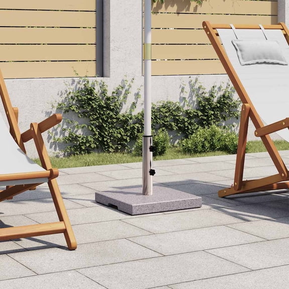 vidaXL 44 lb Polished Square Granite Stainless Steel Patio Umbrella Base, with Handles, Stainless Steel Pipe