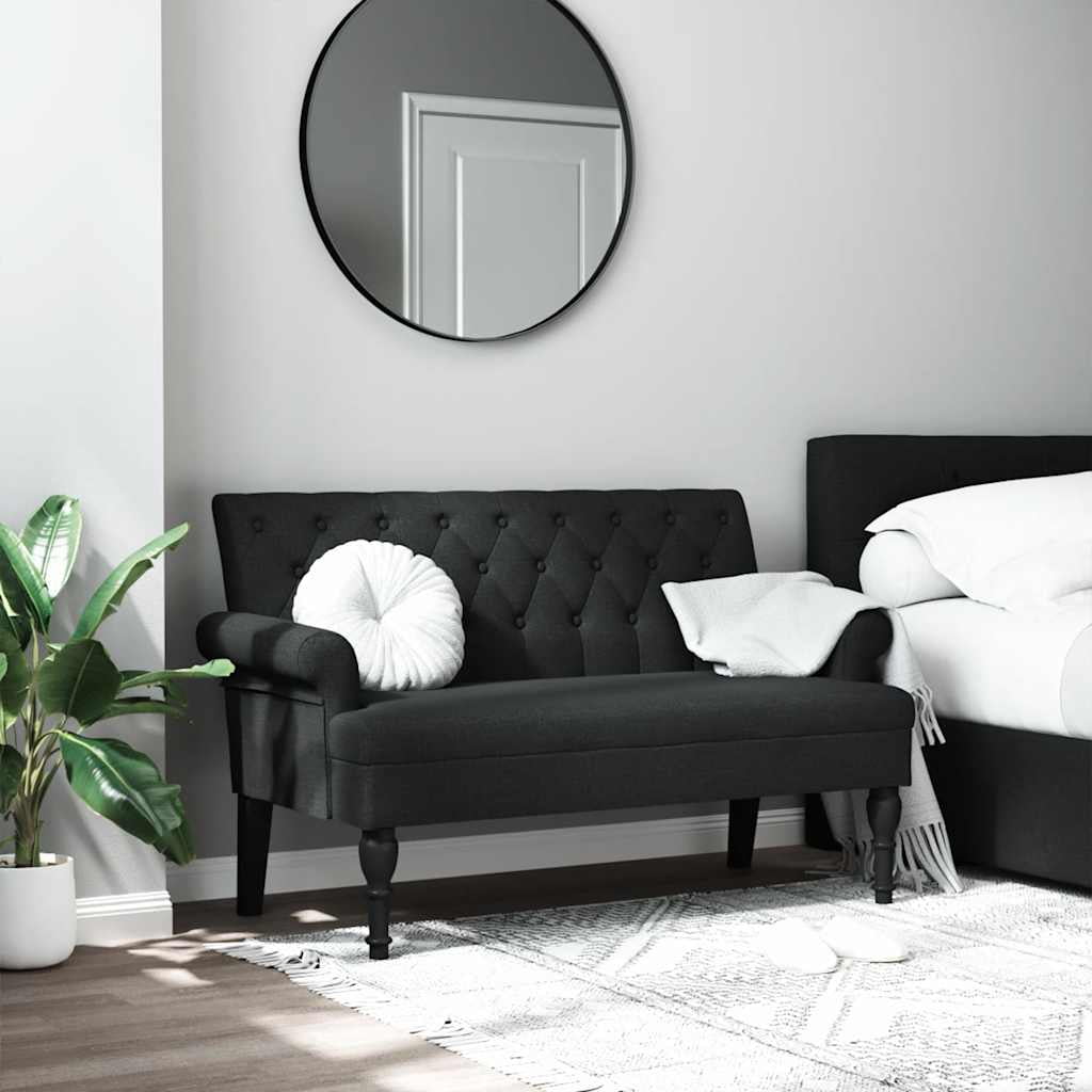 vidaXL 47” W Small Loveseat, Fabric Chesterfield Sofa, 2 Seater Couch for Living Room, Black