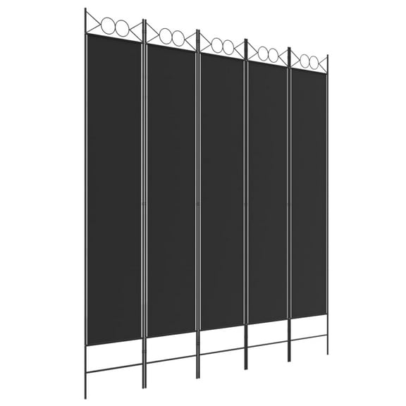 vidaXL 5-Panel Room Divider Black 78.7"x86.6" Fabric