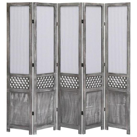 vidaXL 5-Panel Room Divider Gray 68.9"x64.7" Fabric