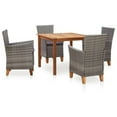 thumbnail image 1 of vidaXL 5 Piece Dining Set Poly Rattan and Solid Acacia Wood Gray, 46000, 1 of 9