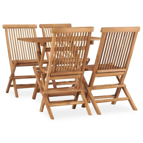 vidaXL 5 Piece Folding Patio Dining Set Solid Teak Wood