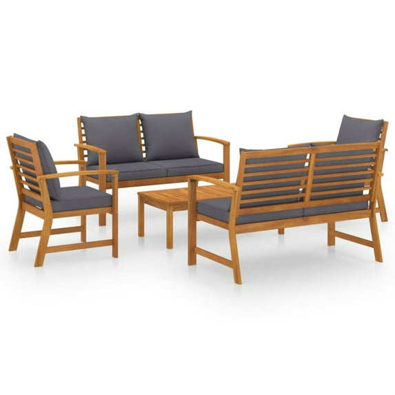 vidaXL 5 Piece Garden Lounge Set with Cushion Solid Acacia Wood