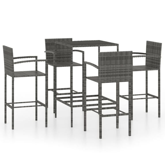 vidaXL Patio Bar Set Bar Table and Stools Patio Furniture Set Poly Rattan