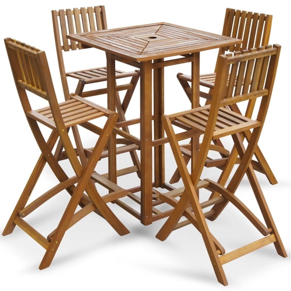vidaXL 5 Piece Patio Bar Set Solid Acacia Wood