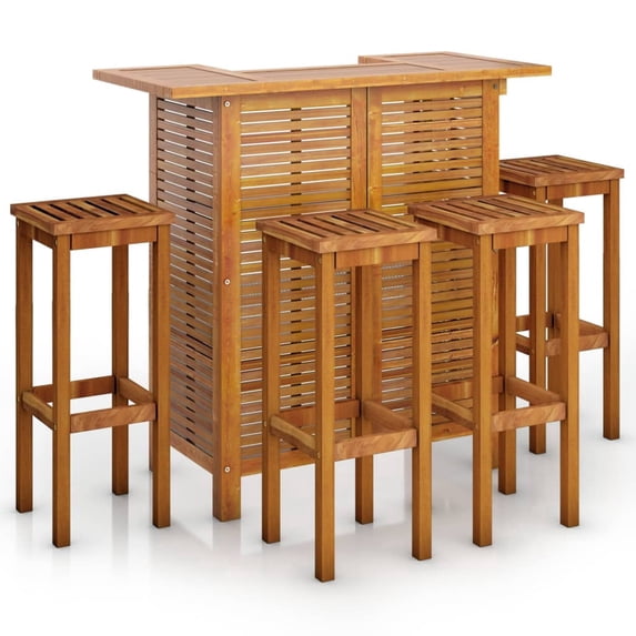 vidaXL 5 Piece Patio Bar Set Solid Wood Acacia, Brown