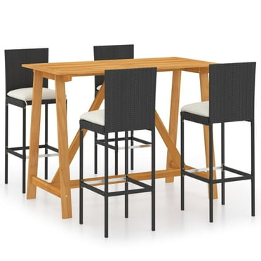 vidaXL 5 Piece Patio Bar Set with Cushions Black, 3067958