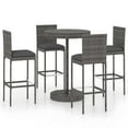 thumbnail image 1 of vidaXL 5 Piece Patio Bar Set with Cushions Poly Rattan Gray, 1 of 44