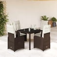 thumbnail image 1 of vidaXL 5 Piece Patio Bistro Set with Cushions Brown Poly Rattan, 1 of 6