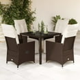 thumbnail image 1 of vidaXL 5 Piece Patio Bistro Set with Cushions Brown Poly Rattan, 1 of 9