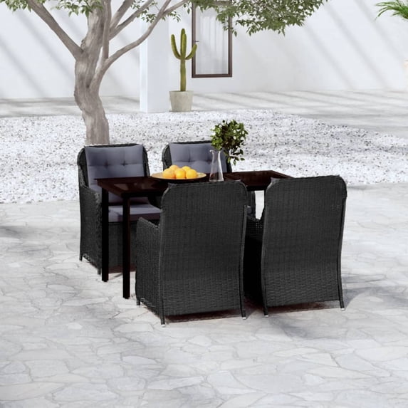 vidaXL 5 Piece Patio Dining Set Black, 3099561