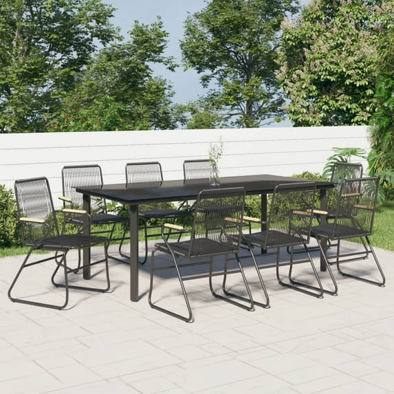 vidaXL 5 Piece Patio Dining Set Black PVC Rattan