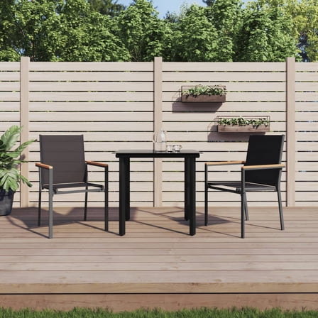 vidaXL 5 Piece Patio Dining Set Black Textilene and Steel