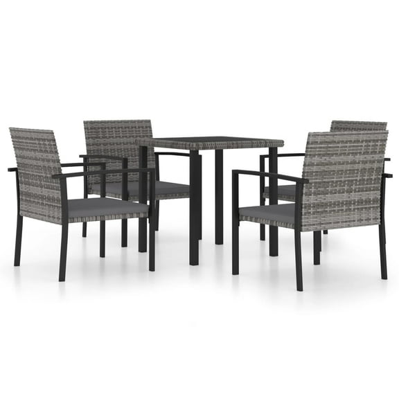 vidaXL 5 Piece Patio Dining Set Poly Rattan Black