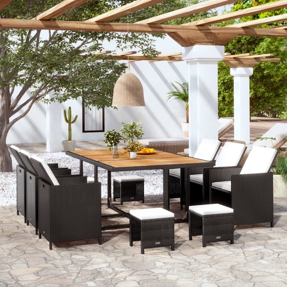 vidaXL Outdoor Furniture Set Black and Cream White