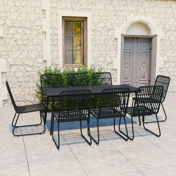 vidaXL 5 Piece Patio Dining Set Poly Rattan and Glass