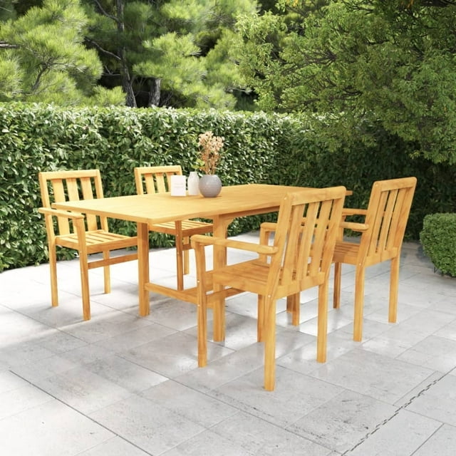 vidaXL 5 Piece Patio Dining Set Solid Teak Wood
