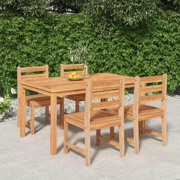 vidaXL 5 Piece Patio Dining Set Solid Wood Teak