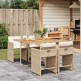 thumbnail image 1 of vidaXL 5 Piece Patio Dining Set with Cushions Beige Poly Rattan, 1 of 9