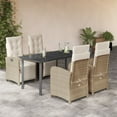 thumbnail image 1 of vidaXL 5 Piece Patio Dining Set with Cushions Beige Poly Rattan, 1 of 9
