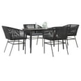 thumbnail image 1 of vidaXL 5 Piece Patio Dining Set with Cushions Black Poly Rattan Glass, 1 of 10