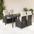 thumbnail image 1 of vidaXL 5 Piece Patio Dining Set with Cushions Black Poly Rattan, 1 of 9
