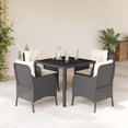 thumbnail image 1 of vidaXL 5 Piece Patio Dining Set with Cushions Black Poly Rattan, 1 of 7