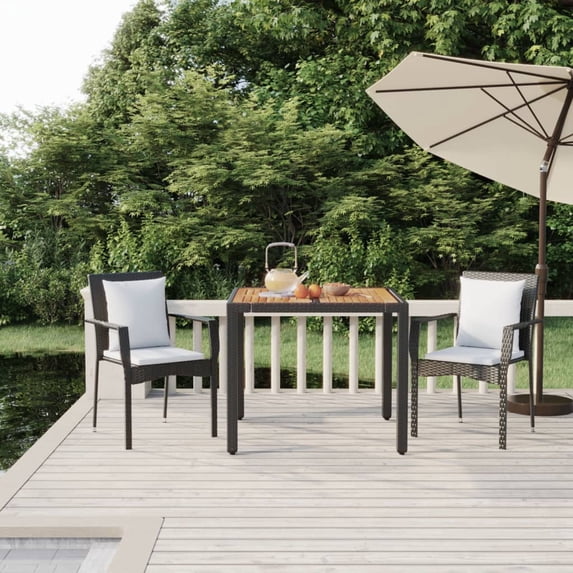 vidaXL 5 Piece Patio Dining Set with Cushions Black Poly Rattan