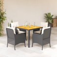 thumbnail image 1 of vidaXL 5 Piece Patio Dining Set with Cushions Black Poly Rattan, 1 of 7