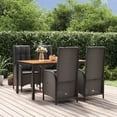 thumbnail image 1 of vidaXL 5 Piece Patio Dining Set with Cushions Black Poly Rattan, 1 of 9