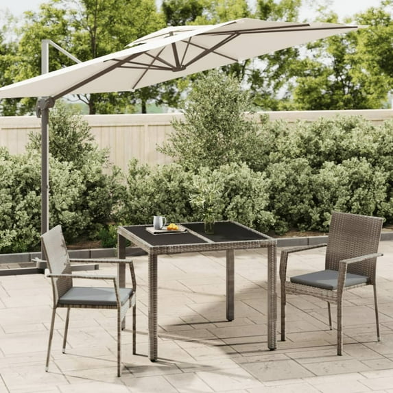 vidaXL 5 Piece Patio Dining Set with Cushions Black Poly Rattan