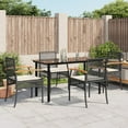 thumbnail image 1 of vidaXL 5 Piece Patio Dining Set with Cushions Black Poly Rattan, 1 of 10