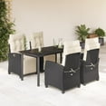 thumbnail image 1 of vidaXL 5 Piece Patio Dining Set with Cushions Black Poly Rattan, 1 of 9