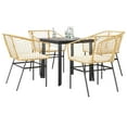 thumbnail image 1 of vidaXL 5 Piece Patio Dining Set with Cushions Brown Poly Rattan Glass, 1 of 10