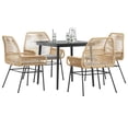 thumbnail image 1 of vidaXL 5 Piece Patio Dining Set with Cushions Brown Poly Rattan Glass, 1 of 10