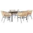 thumbnail image 1 of vidaXL 5 Piece Patio Dining Set with Cushions Brown Poly Rattan Glass, 1 of 10