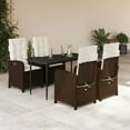 thumbnail image 1 of vidaXL 5 Piece Patio Dining Set with Cushions Brown Poly Rattan, 1 of 9