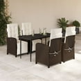 thumbnail image 1 of vidaXL 5 Piece Patio Dining Set with Cushions Brown Poly Rattan, 1 of 9