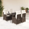 thumbnail image 1 of vidaXL 5 Piece Patio Dining Set with Cushions Brown Poly Rattan, 1 of 11