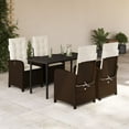thumbnail image 1 of vidaXL 5 Piece Patio Dining Set with Cushions Brown Poly Rattan, 1 of 9