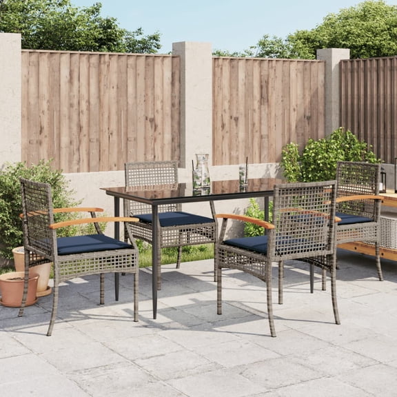 vidaXL Patio Dining Set Set of 4 Gray, Black, Navy