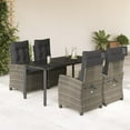 thumbnail image 1 of vidaXL 5 Piece Patio Dining Set with Cushions Gray Poly Rattan, 1 of 9