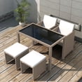 thumbnail image 1 of vidaXL 5 Piece Patio Dining Set with Cushions Poly Rattan Beige, 1 of 10