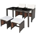 thumbnail image 1 of vidaXL 5 Piece Patio Dining Set with Cushions Poly Rattan Brown, 1 of 3