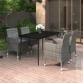 thumbnail image 1 of vidaXL 5 Piece Patio Dining Set with Cushions Poly Rattan and Glass, 3099741, 1 of 7