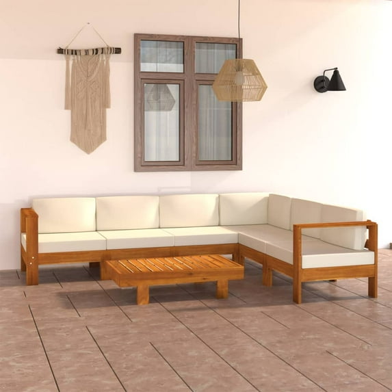vidaXL Wooden Lounge Set Cream White, Acacia Wood