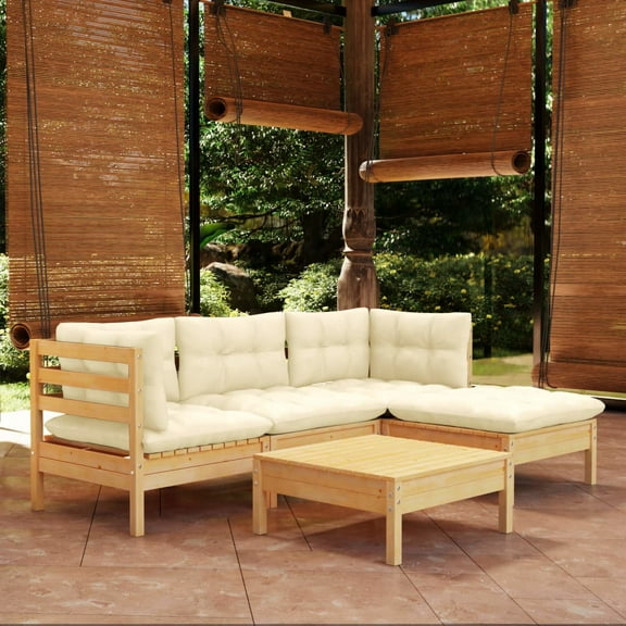 vidaXL 5 Piece Patio Lounge Set with Cushions Black Pinewood