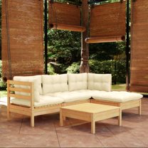 vidaXL 5 Piece Patio Lounge Set with Cushions Black Pinewood